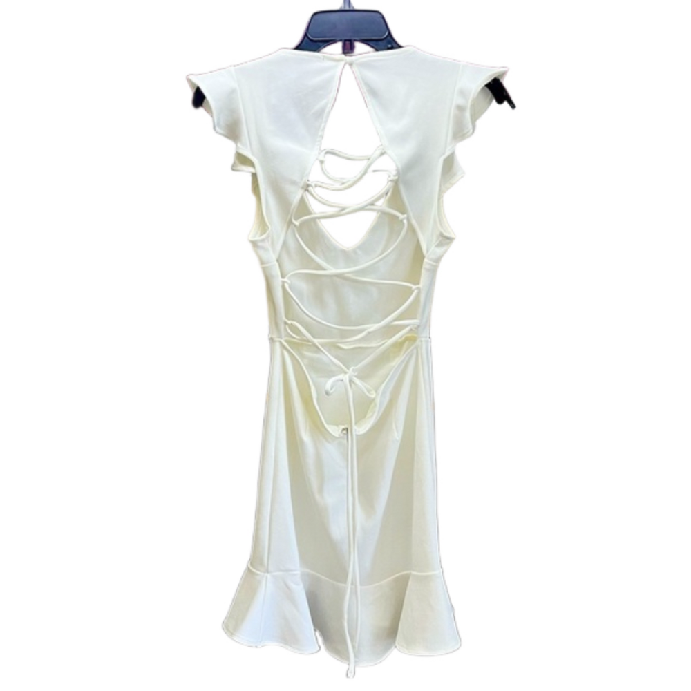 Forever 21 open Strappy back white ruffle dress small